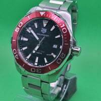 Tag Heuer Aquaracer Black Dial Silver Steel Strap Watch for Men - WAY101B.BA0746
