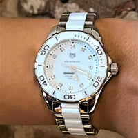 Tag Heuer Aquaracer Diamonds White Dial Two Tone Steel Strap Watch for Women - WAY131D.BA0914