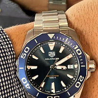 Tag Heuer Aquaracer Blue Dial Quartz Silver Steel Strap Watch for Men - WAY111C.BA0928