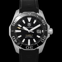 Tag Heuer Aquaracer Calibre 5 Automatic Black Dial Black Rubber Strap Watch for Men -  WAY211A.FT6151