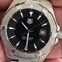 Tag Heuer Aquaracer Quartz Black Dial Silver Steel Strap Watch for Men - WAY1110.BA0928