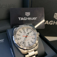 Tag Heuer Aquaracer Quartz White Dial Silver Steel Strap Watch for Men - WBD1111.BA0928
