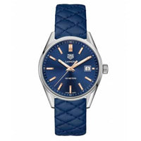 Tag Heuer Carrera Quartz Blue Dial Blue Calfskin Leather Strap Watch for Women - WAR1112.FC6391