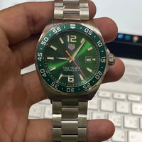Tag Heuer Formula 1 Quartz Green Dial Silver Steel Strap Watch for Men - WAZ1017.BA0842