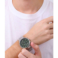 Emporio Armani Renato Chronograph Green Dial Silver Steel Strap Watch For Men - AR11507