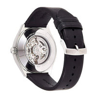 Emporio Armani Meccanico White Skeleton Dial Black Leather Strap Watch For Men - AR60003