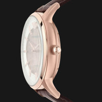 Emporio Armani Meccanico Automatic Silver Dial Brown Leather Strap Watch For Men - AR60039