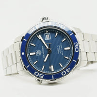 Tag Heuer Aquaracer Calibre 5 Automatic Blue Dial Silver Steel Strap Watch for Men - WAK2111.BA0830