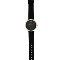 Emporio Armani Modern Slim Quartz Grey Dial Black Leather Strap Watch For Men - AR11162