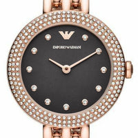 Emporio Armani Rosa Quartz Mother of Pearl Black Dial Rose Gold Steel Strap Watch For Women - AR11372
