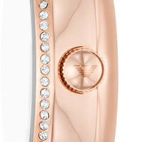 Emporio Armani Meccanico Automatic White Dial Rose Gold Mesh Strap Watch For Women - AR60063