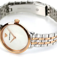 Emporio Armani Modern Slim Analog Mother of Pearl Dial Two Tone Steel Strap Watch For Women - AR11157
