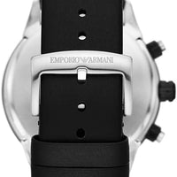 Emporio Armani Mario Chronograph Blue Dial Black Leather Strap Watch For Men - AR11522