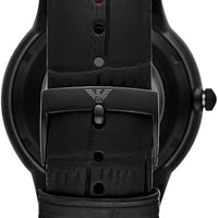 Emporio Armani Meccanico Skeleton Black Dial Black Leather Strap Watch For Men - AR60046
