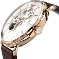 Emporio Armani Meccanico Automatic White Dial Brown Leather Strap Watch For Men - AR60027