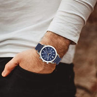 Emporio Armani Luigi Chronograph Blue Dial Blue Leather Strap Watch For Men - AR11451