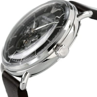 Emporio Armani Meccanico Skeleton Black Dial Black Leather Strap Watch For Men - AR60026