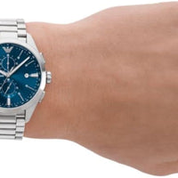 Emporio Armani Claudio Chronograph Blue Dial Silver Steel Strap Watch For Men - AR11541