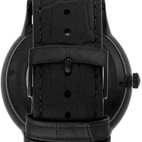 Emporio Armani Meccanico Automatic Black Dial Black Leather Strap Watch For Men - AR60042