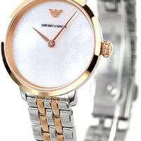 Emporio Armani Modern Slim Analog Mother of Pearl Dial Two Tone Steel Strap Watch For Women - AR11157