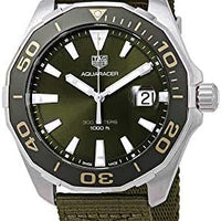 Tag Heuer Aquaracer Black Dial Khakhi Green NATO Strap Watch for Men - WAY101E.FC8222
