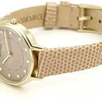 Emporio Armani Kappa Quartz Mother of Pearl Taupe Dial Brown Leather Strap Watch For Men - AR11151