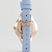 Emporio Armani Aurora Quartz Mother of Pearl White Dial Blue Leather Strap Watch For Women - AR11109