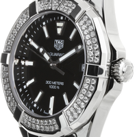 Tag Heuer Aquaracer Quartz Diamonds Black Dial Two Tone Steel Strap Watch for Men - WAY131E.BA0913