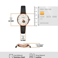 Emporio Armani Gianni T Bar Mother of Pearl White Dial Black Leather Strap Watch For Women - AR60047