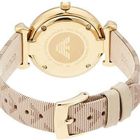 Emporio Armani Gianni T Bar Analog Silver Dial Beige Leather Strap Watch For Women - AR11127