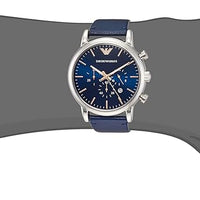 Emporio Armani Luigi Chronograph Blue Dial Blue Leather Strap Watch For Men - AR11451
