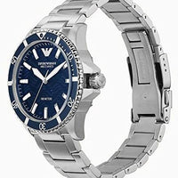 Emporio Armani Meccanico Automatic Blue Dial Silver Steel Strap Watch For Men - AR60059