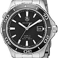 Tag Heuer Aquaracer Caliber 5 Automatic Black Dial Silver Steel Strap Watch for Men - WAK2110.BA0830
