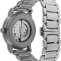 Emporio Armani Meccanico Automatic Skeleton Black Dial Silver Steel Strap Watch For Men - AR60021