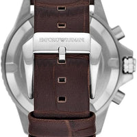 Emporio Armani Diver Chronograph Brown Dial Brown Leather Strap Watch For Men - AR11486