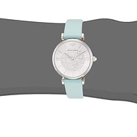 Emporio Armani Gianni T Bar Analog Crystals Silver Dial Blue Leather Strap Watch For Women - AR11443