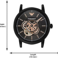 Emporio Armani Luigi Automatic Skeleton Black Dial Black Leather Strap Watch For Men - AR60012