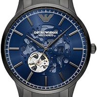 Emporio Armani Renato Automatic Blue Dial Grey Steel Strap Watch For Men - AR60056