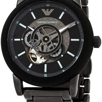 Emporio Armani Meccanico Automatic Black Dial Black Steel Strap Watch For Men - AR60010