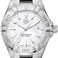 Tag Heuer Aquaracer Quartz Mother of Pearl White Dial Silver Steel Strap Watch for Women - WBD1411.BA0741
