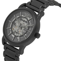 Emporio Armani Meccanico Skeleton Black Dial Black Steel Strap Watch For Men - AR60045