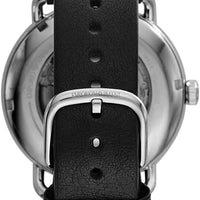 Emporio Armani Meccanico Skeleton Black Dial Black Leather Strap Watch For Men - AR60026