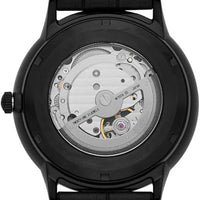 Emporio Armani Meccanico Skeleton Black Dial Black Leather Strap Watch For Men - AR60046