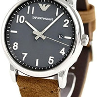 Emporio Armani Luigi Quartz Gray Dial Brown Leather Strap Watch For Men - AR11070