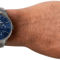 Emporio Armani Renato Automatic Blue Dial Grey Steel Strap Watch For Men - AR60056