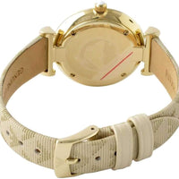 Emporio Armani Gianni T Bar Analog Silver Dial Beige Leather Strap Watch For Women - AR11127
