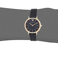Emporio Armani Kappa Quartz Black Dial Black Leather Strap Watch For Women - AR11064
