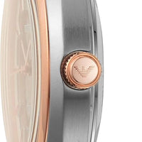 Emporio Armani Zeta Skeleton Automatic Silver Dial Black Leather Strap Watch For Men - AR60018