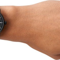 Emporio Armani Aviator Chronograph Black Dial Black Leather Strap Watch For Men - AR60028