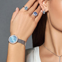 Emporio Armani Rosa Diamonds Mother of Pearl Blue Dial Silver Mesh Bracelet Watch For Women - AR11380